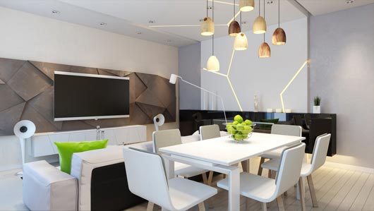 кухня-гостиная в минималистическом дизайне фото интерьера
