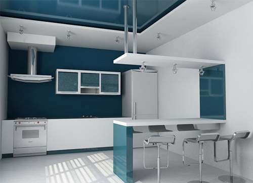 дизайн кухни 9 кв м синего цвета