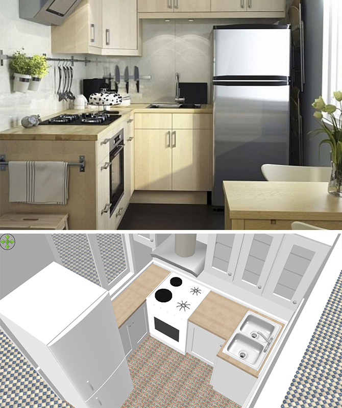 Дизайн маленькой кухни 4 кв м с холодильником