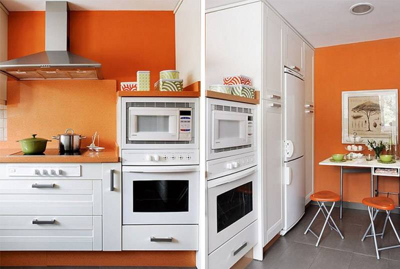 Дизайн Кухни С Оранжевым Холодильником
