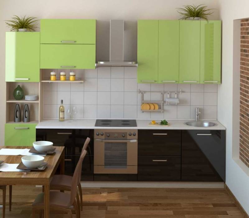 зелено-черная кухня