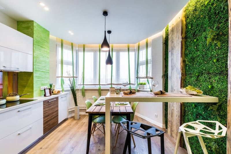 зеленый цвет в интерьере кухни 12-14 кв м