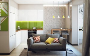 Дизайн кухни в современном стиле 12 кв м с диваном