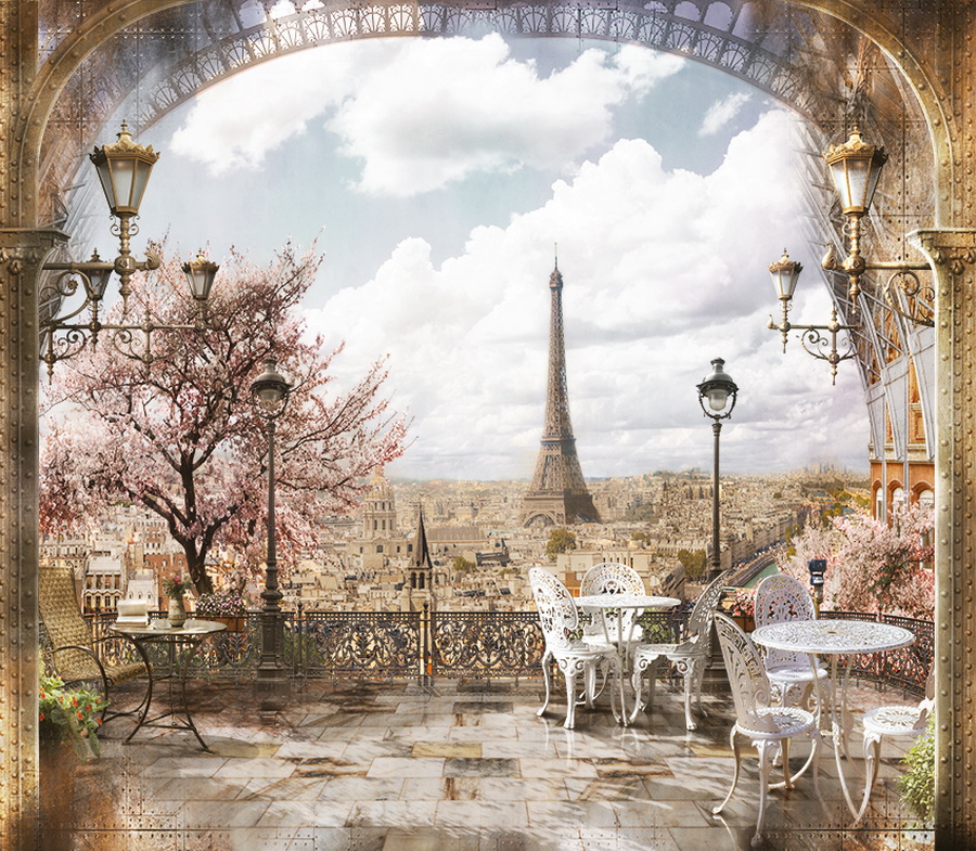 Фотообои старые. Фреска Париж Эйфелева башня. Фреска Франция Олд. Фреска осень в Париже. Фотообои во французском стиле.