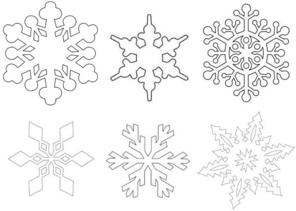 Новогодние трафареты на окна для вырезания: Дед Мороз, елка, снежинка, снеговик